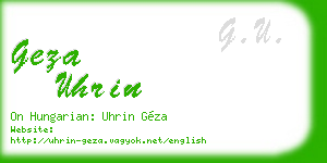 geza uhrin business card